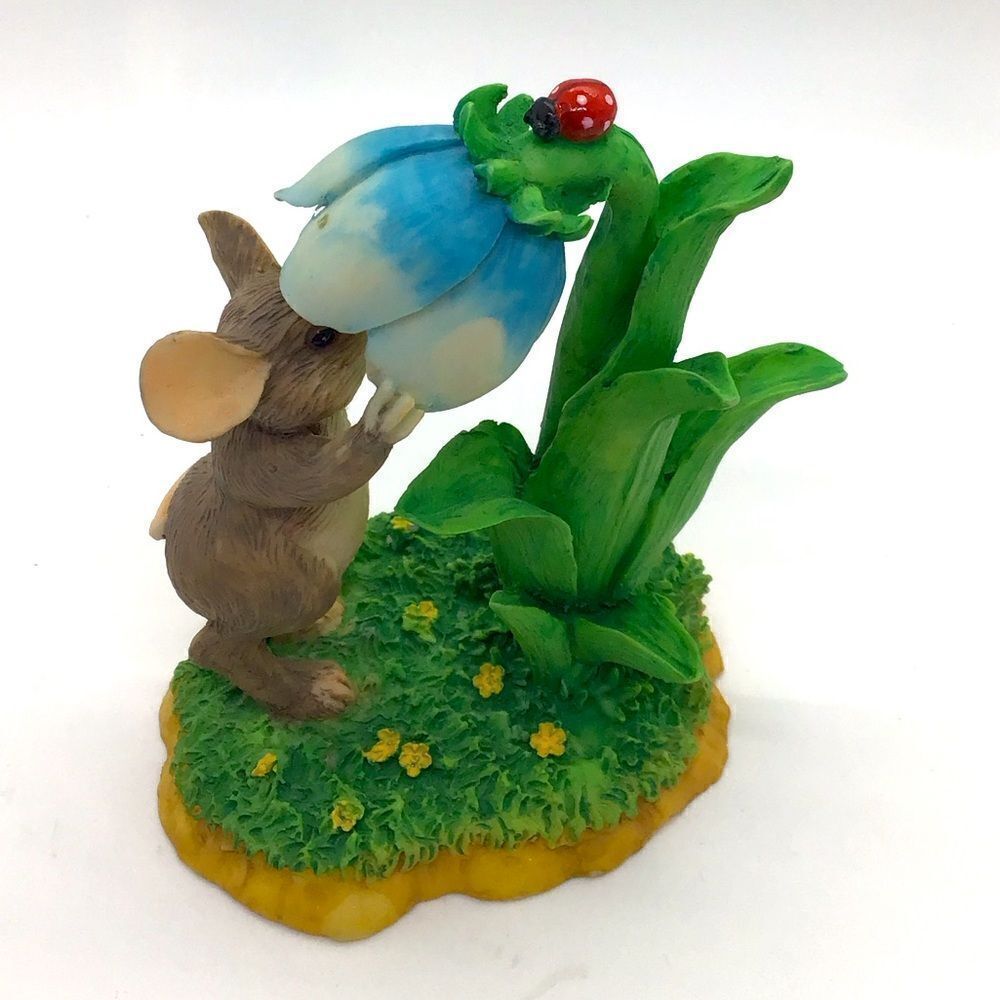 Charming Tails by Silverstein Mouse Smelling Flower Figurine